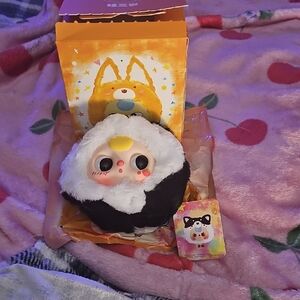 Baby 3 HeadAdorable Black and White Plush Toy  Husky